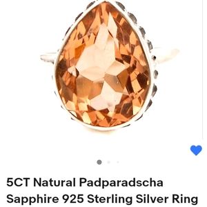 5 carat padparasha ring size 8